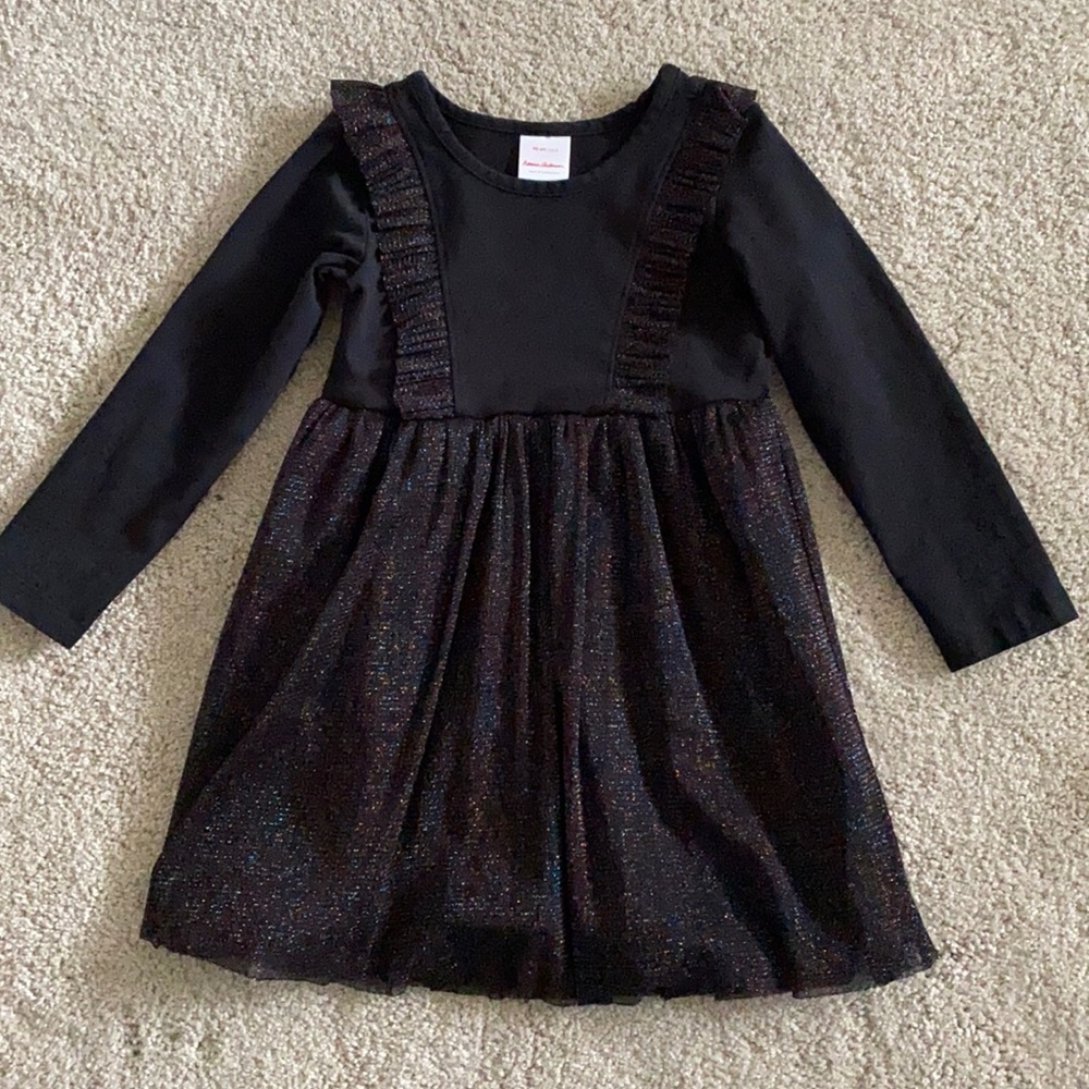 Hanna Andersson Girls Black Sparkle Dress in Sz 3T